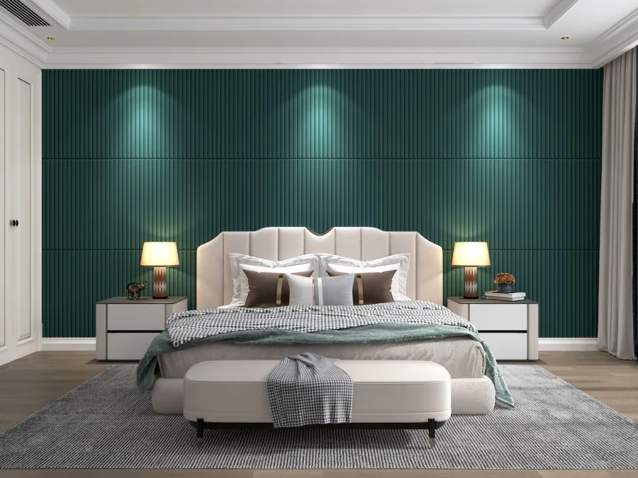 Samoljepljiva 3D dekoracija za zid u zelenom baršunu - 3D zidni paneli